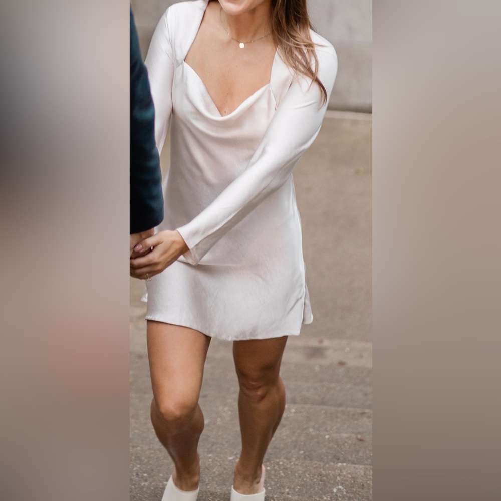 Satin long sleeve mini dress